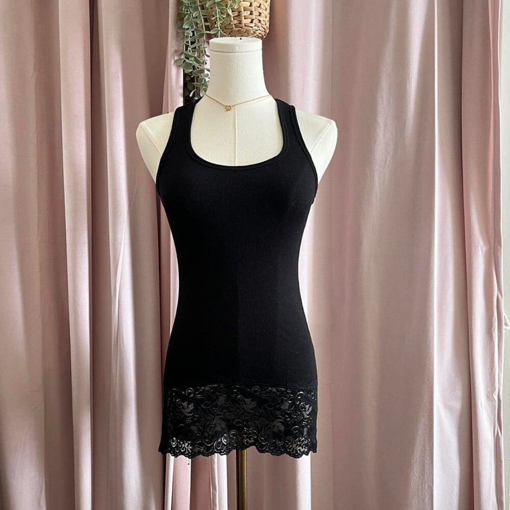 Garage Black Lace Cotton Tank